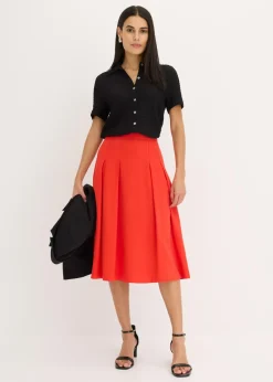 Mujer bonprix bonprix Falda plisada de mezcla de viscosa suave