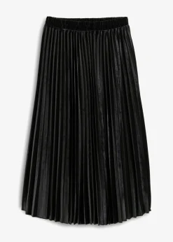 bonprix bonprix Faldas>Falda plisada de terciopelo suave Negro