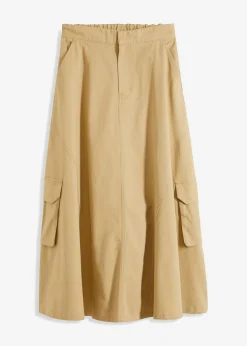 bonprix bonprix Faldas>Falda tipo cargo de algodón puro Beige verdoso