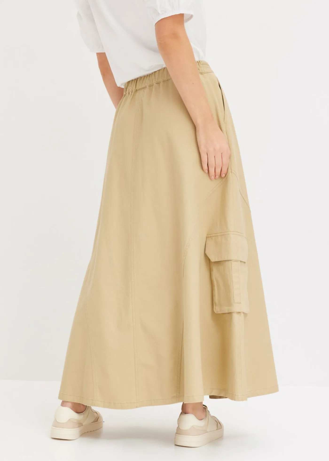 bonprix bonprix Faldas>Falda tipo cargo de algodón puro Beige verdoso