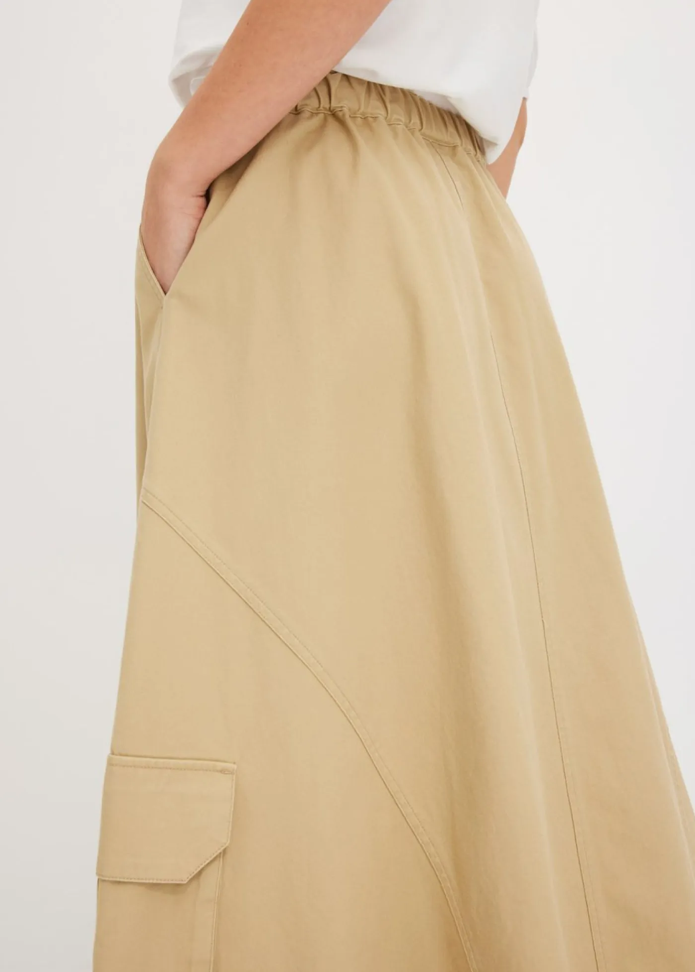 bonprix bonprix Faldas>Falda tipo cargo de algodón puro Beige verdoso