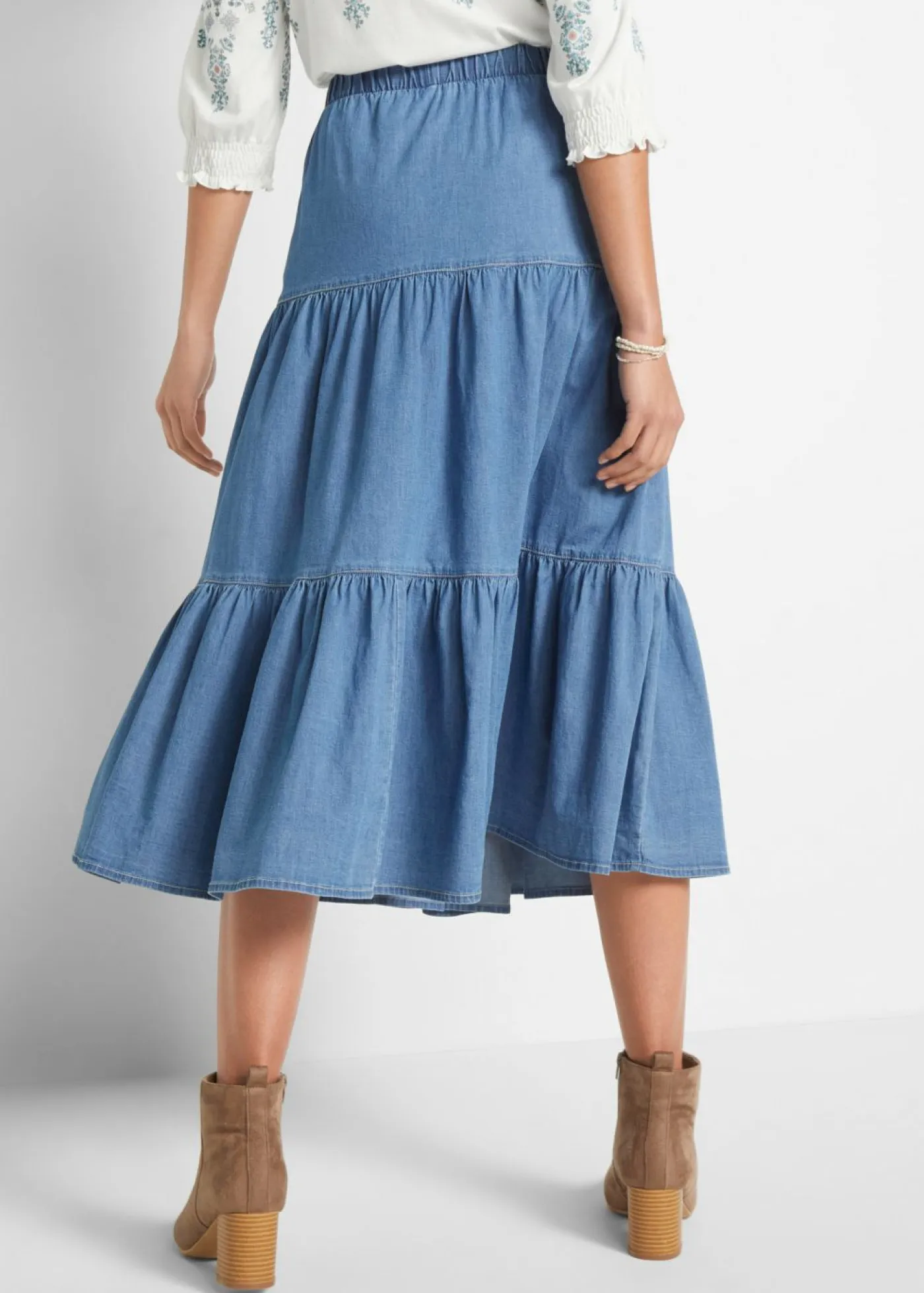 bonprix bonprix Faldas>Falda vaquera a capas Denim claro desgastado