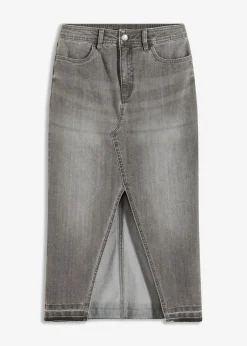bonprix bonprix Faldas>Falda vaquera con abertura denim gris claro