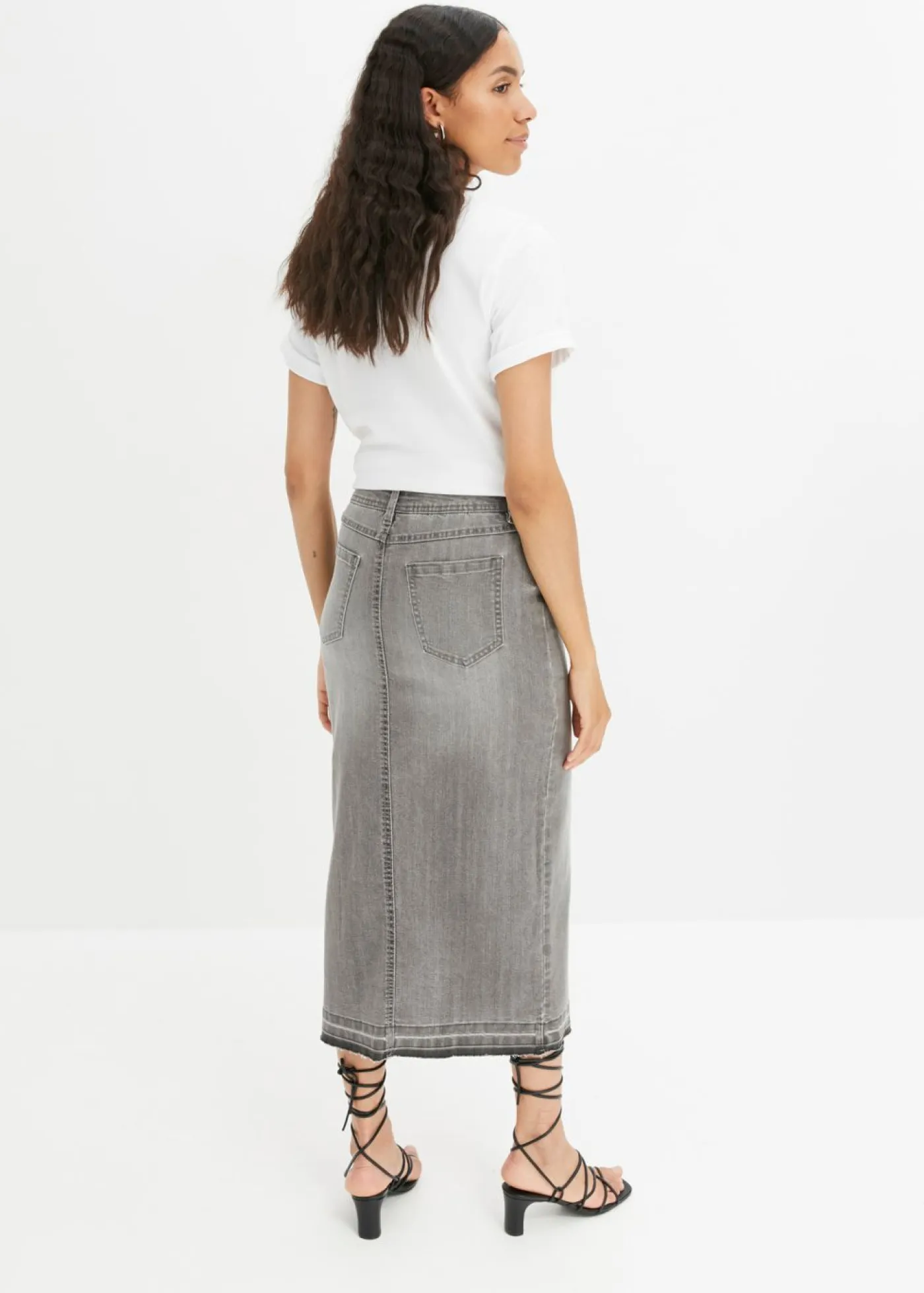 bonprix bonprix Faldas>Falda vaquera con abertura denim gris claro