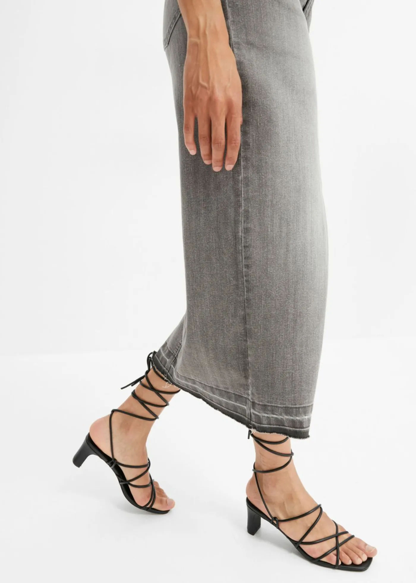 bonprix bonprix Faldas>Falda vaquera con abertura denim gris claro