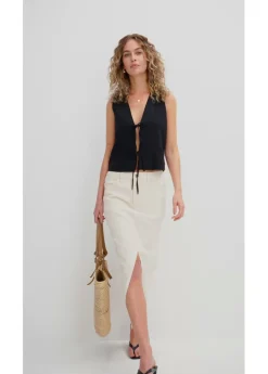 Mujer bonprix bonprix Falda vaquera con abertura