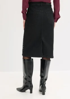 Mujer bonprix bonprix Falda vaquera con aplicación de piedras brillantes