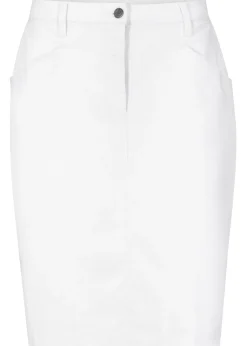 bonprix bonprix Faldas>Falda vaquera elástica Blanco