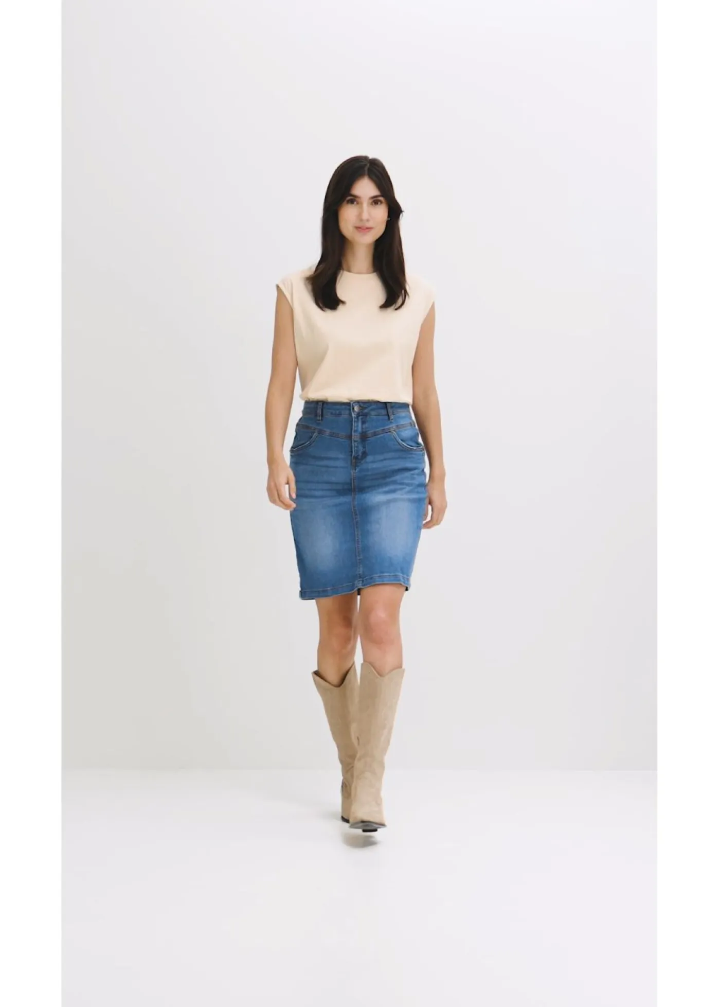 bonprix bonprix Faldas>Falda vaquera elástica Azul piedra usado