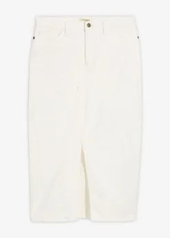 bonprix bonprix Faldas|Novedades>Falda vaquera midi Blanco lana