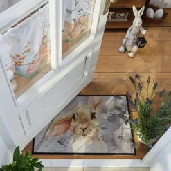 bonprix bonprix Muebles De Vestíbulo·Felpudos|Primavera>Felpudo lavable con motivo de conejitos Gris-beige