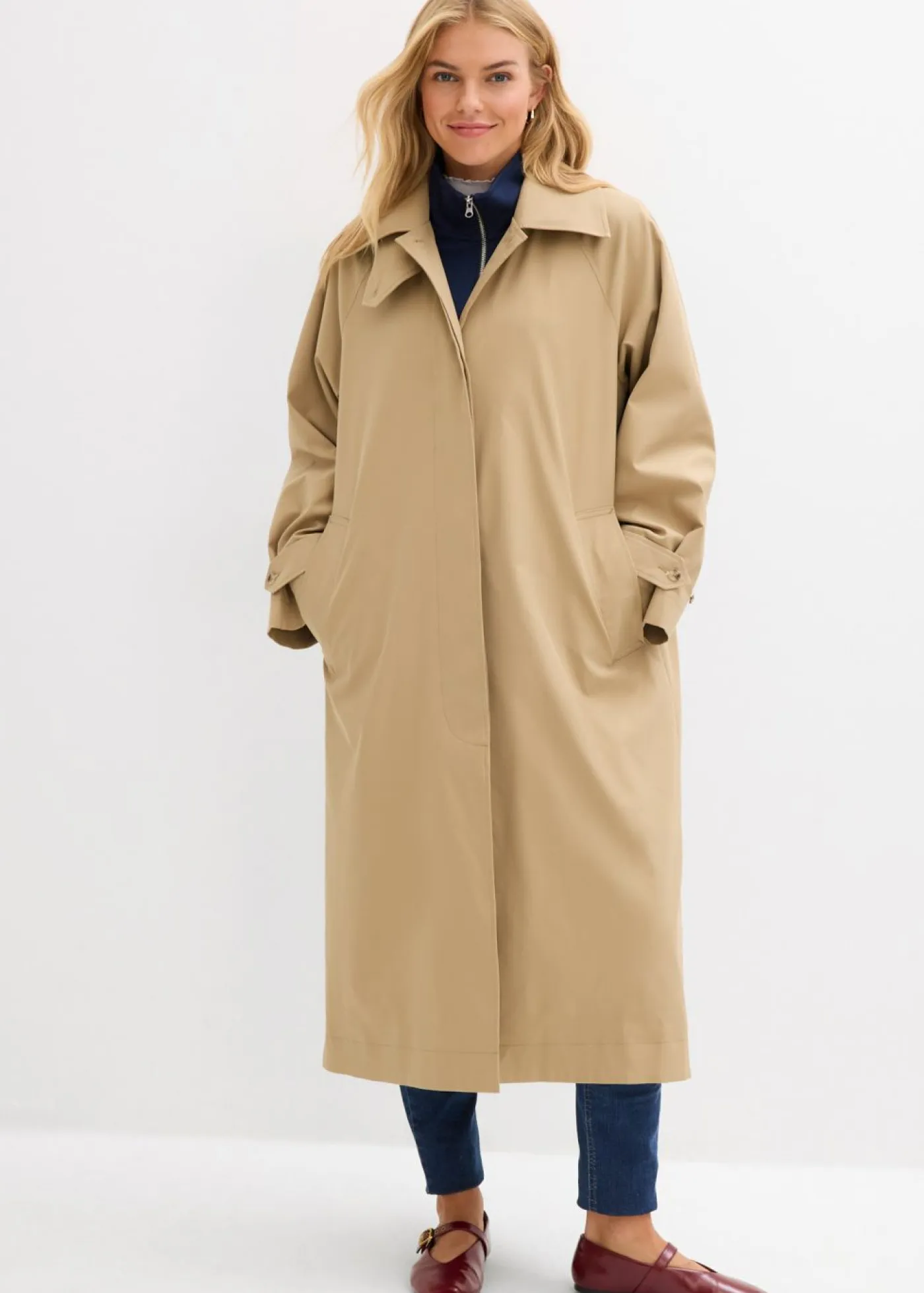 bonprix bonprix Esenciales|Chaquetas Y Abrigos>Gabardina con trabillas Marrón caqui