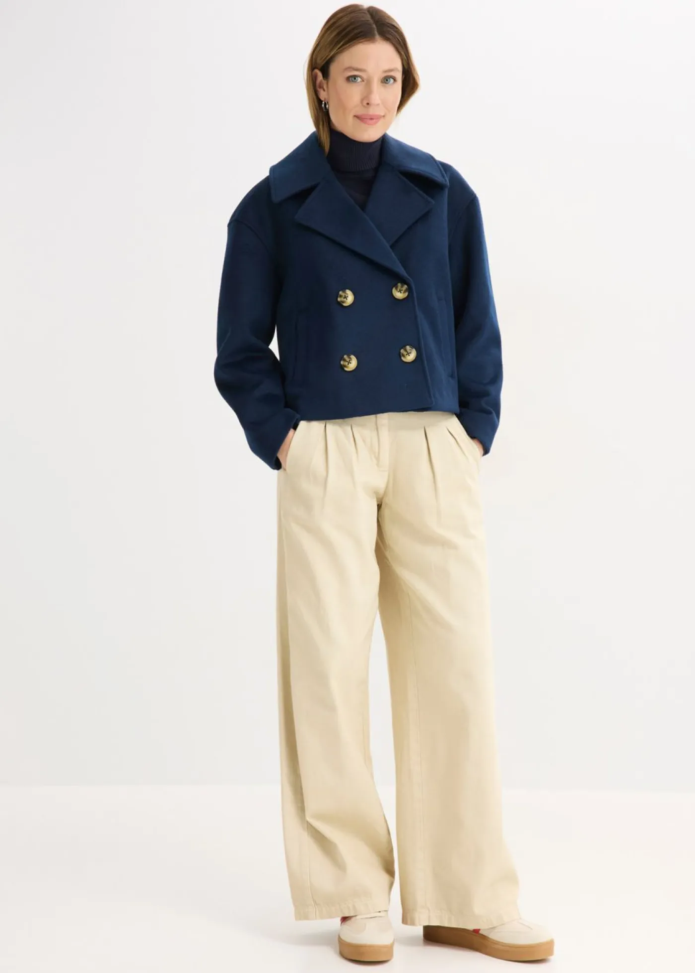 Mujer bonprix bonprix Gabardina holgada con aspecto de lana