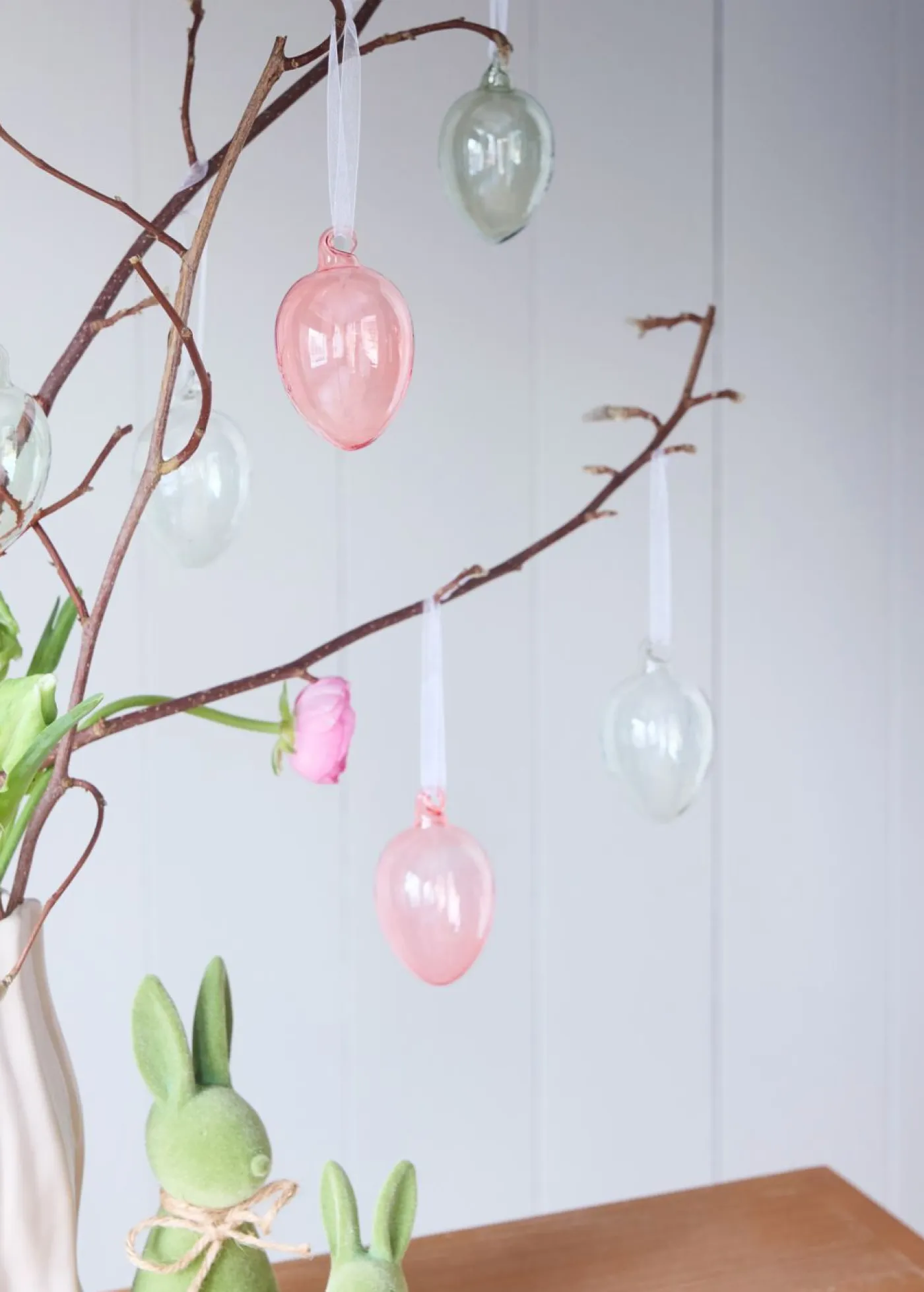 bonprix bonprix Primavera|Decoración Barata>Huevos para colgar de cristal (6 unidades) Gris oscuro-rosa-gris claro