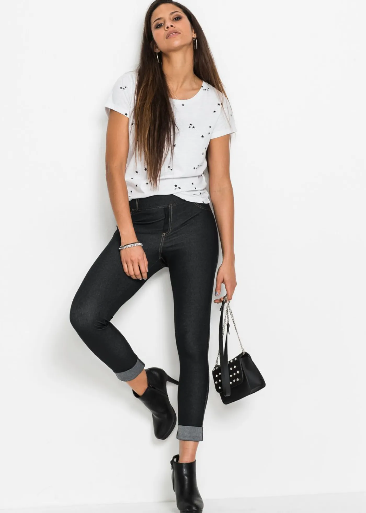 Mujer bonprix bonprix Jeggins con bajo vuelto