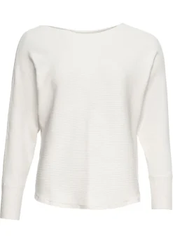 bonprix bonprix Jerséis|Ropa De Punto>Jersey acanalado de gran tamaño Blanco-crema