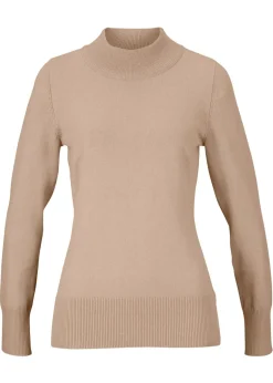 Mujer bonprix bonprix Jersey básico de punto fino con cuello alto y algodón reciclado