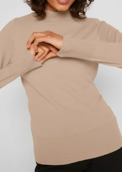 Mujer bonprix bonprix Jersey básico de punto fino con cuello alto y algodón reciclado