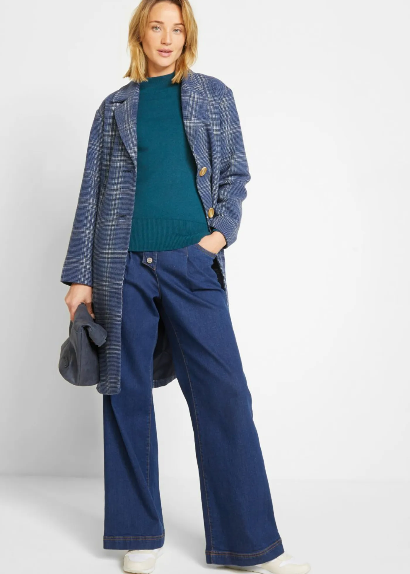 Mujer bonprix bonprix Jersey básico de punto fino con cuello alto y algodón reciclado