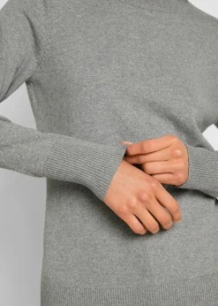 Mujer bonprix bonprix Jersey básico de punto fino con cuello alto y algodón reciclado