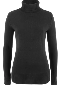 bonprix bonprix Básicos|Jerséis>Jersey básico de punto fino con cuello alto Negro