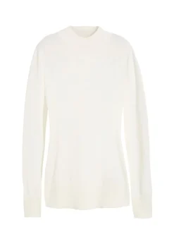bonprix bonprix Básicos|Jerséis>Jersey básico de punto fino con cuello alto y algodón reciclado Blanco lana