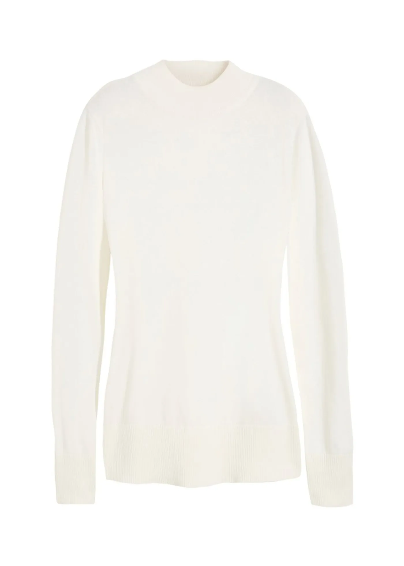 bonprix bonprix Básicos|Jerséis>Jersey básico de punto fino con cuello alto y algodón reciclado Blanco lana