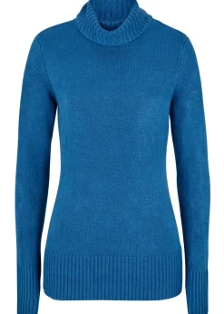 bonprix bonprix Básicos|Jerséis>Jersey básico de punto fino con cuello alto Azul polar
