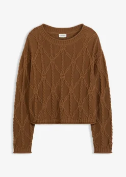 bonprix bonprix Jerséis|Ropa De Punto>Jersey con contenido de algodón marrón pimienta