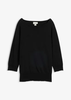 bonprix bonprix Premium|Jerséis>Jersey con contenido de seda Negro