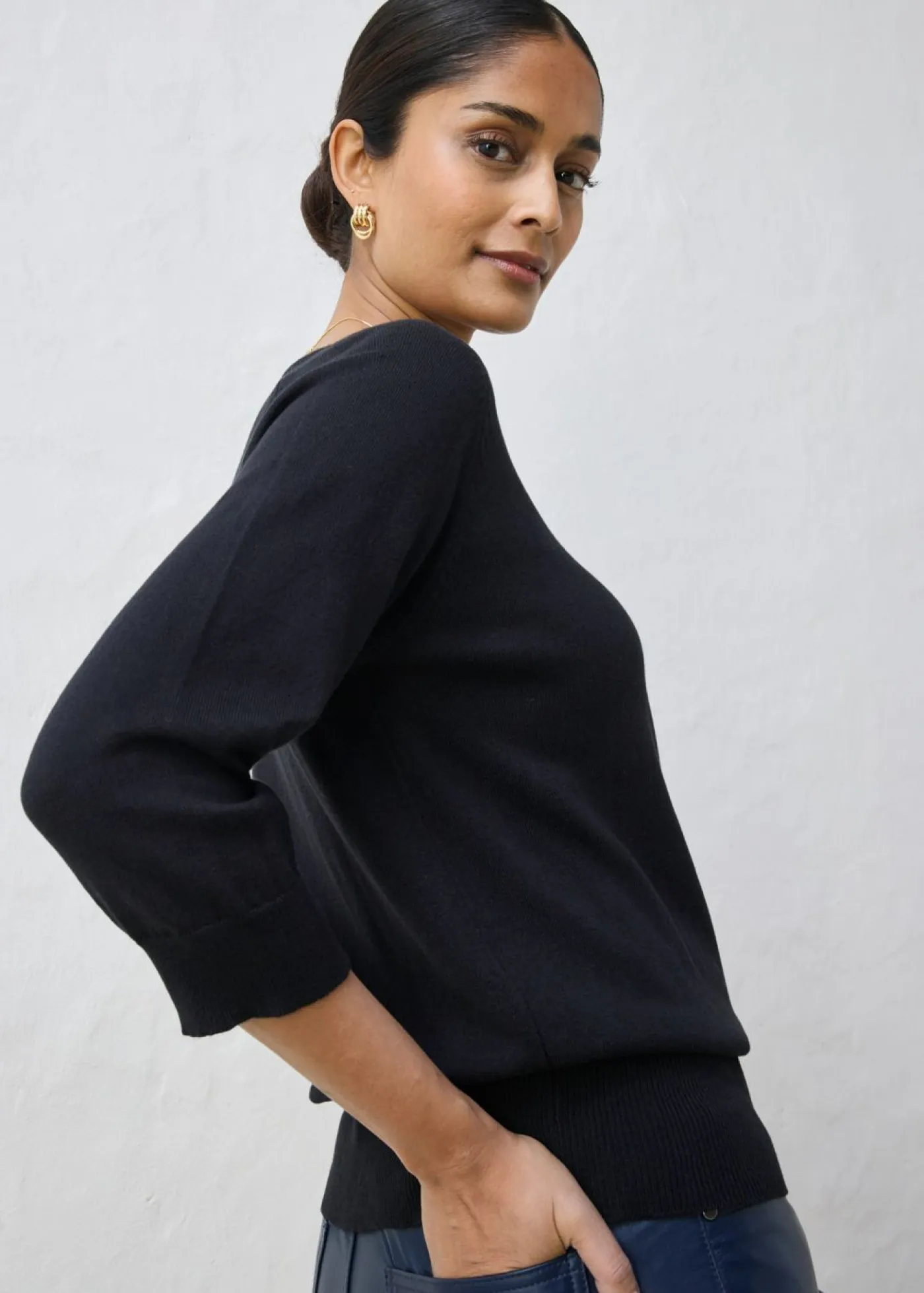 bonprix bonprix Premium|Jerséis>Jersey con contenido de seda Negro