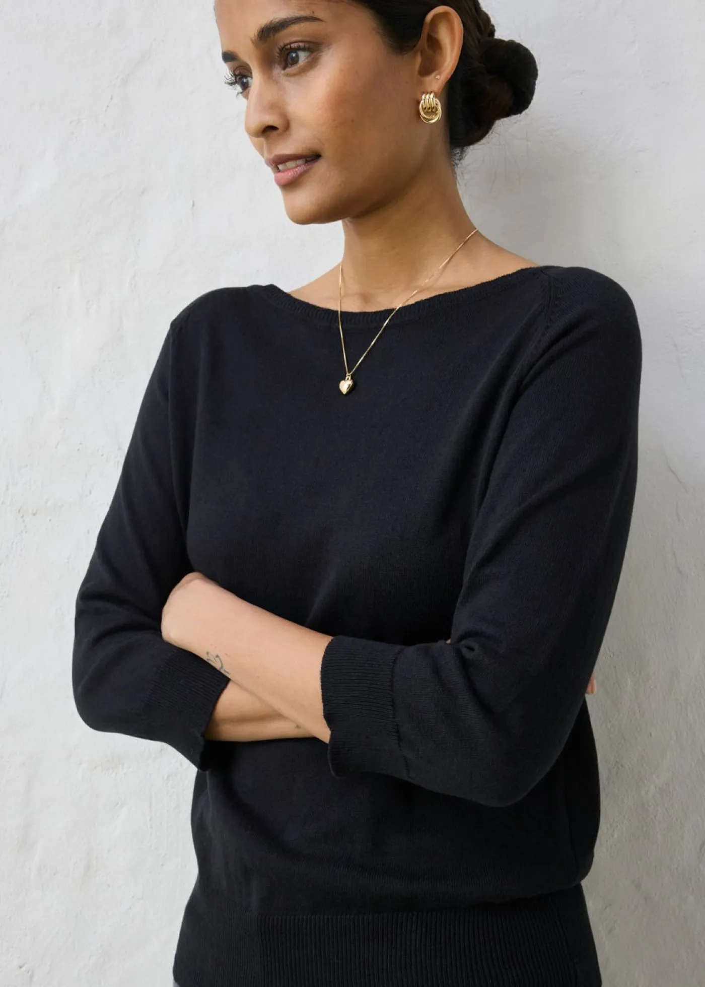 bonprix bonprix Premium|Jerséis>Jersey con contenido de seda Negro