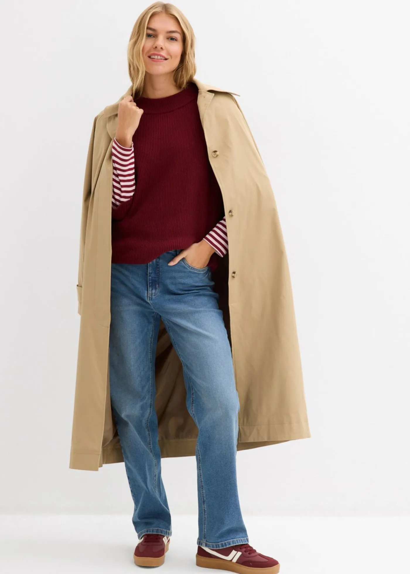 bonprix bonprix Jerséis|Ropa De Punto>Jersey con corte boxy de mezcla de viscosa suave Rojo rubí