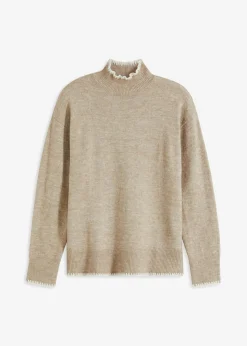 bonprix bonprix Jerséis|Ropa De Punto>Jersey con cuello alto Arena-blanco