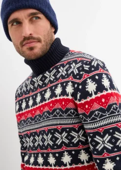 Hombre bonprix bonprix Jersey con cuello alto y patrón nórdico
