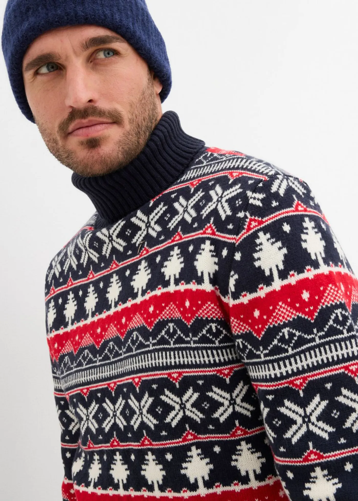 Hombre bonprix bonprix Jersey con cuello alto y patrón nórdico