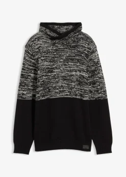 bonprix bonprix Ropa 9 A 16 Años·Sudaderas Y Jerséis>Jersey con cuello tipo chal Negro-gris jaspeado