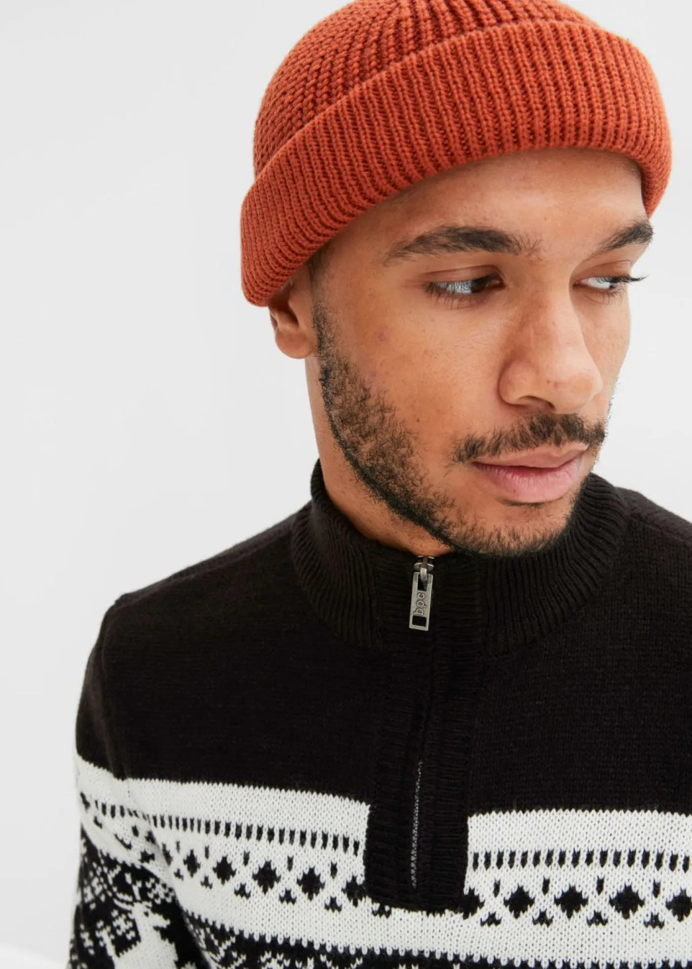 Hombre bonprix bonprix Jersey con cuello troyer y patrón nórdico