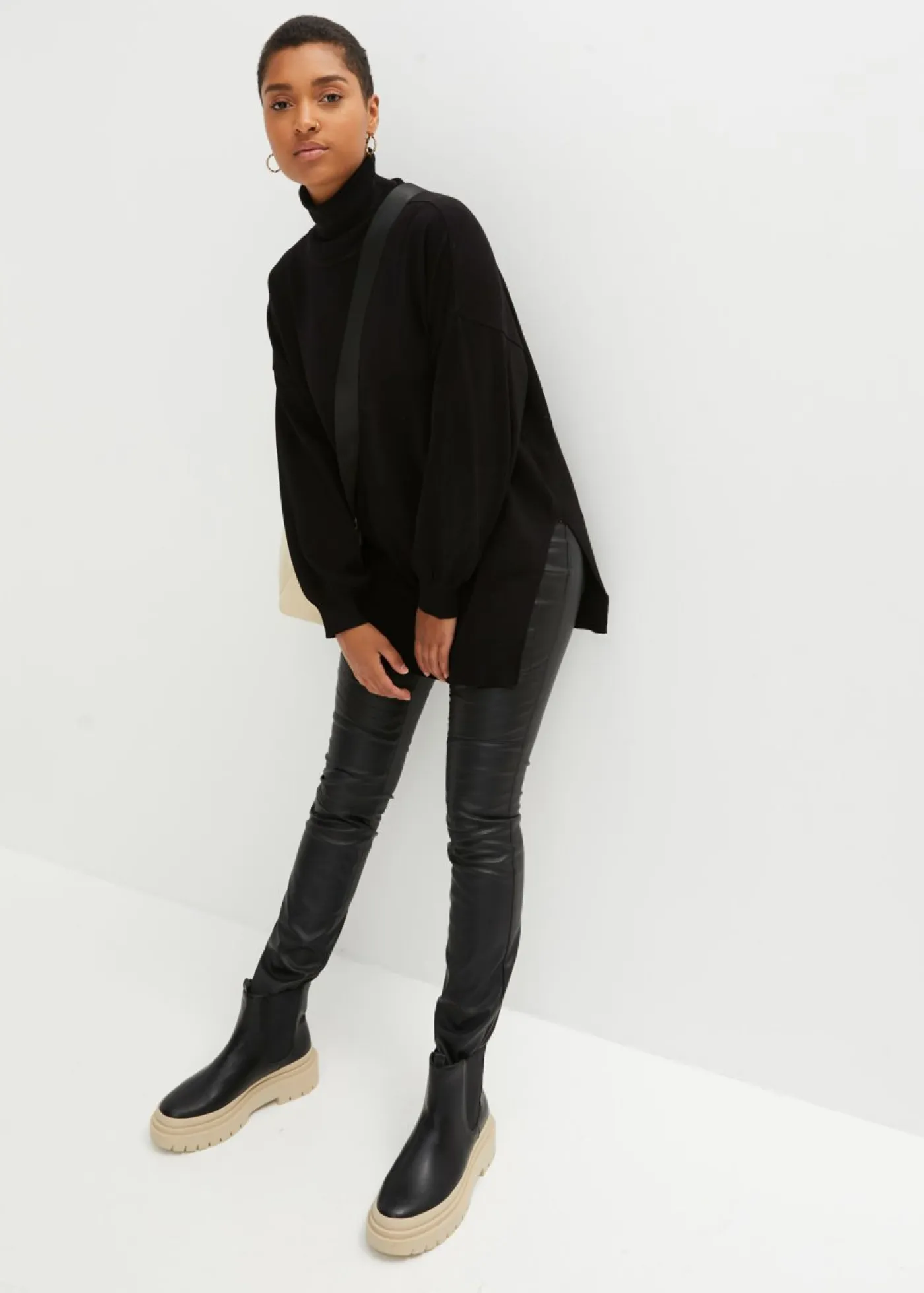 Mujer bonprix bonprix Jersey con cuello vuelto de mezcla de viscosa