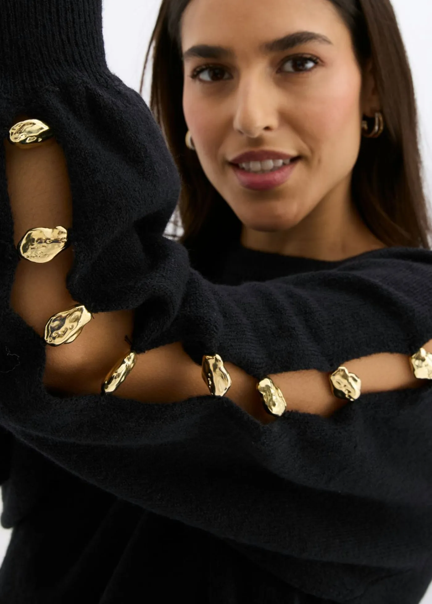 bonprix bonprix Jerséis|Ropa De Punto>Jersey con cuentas de metal Negro