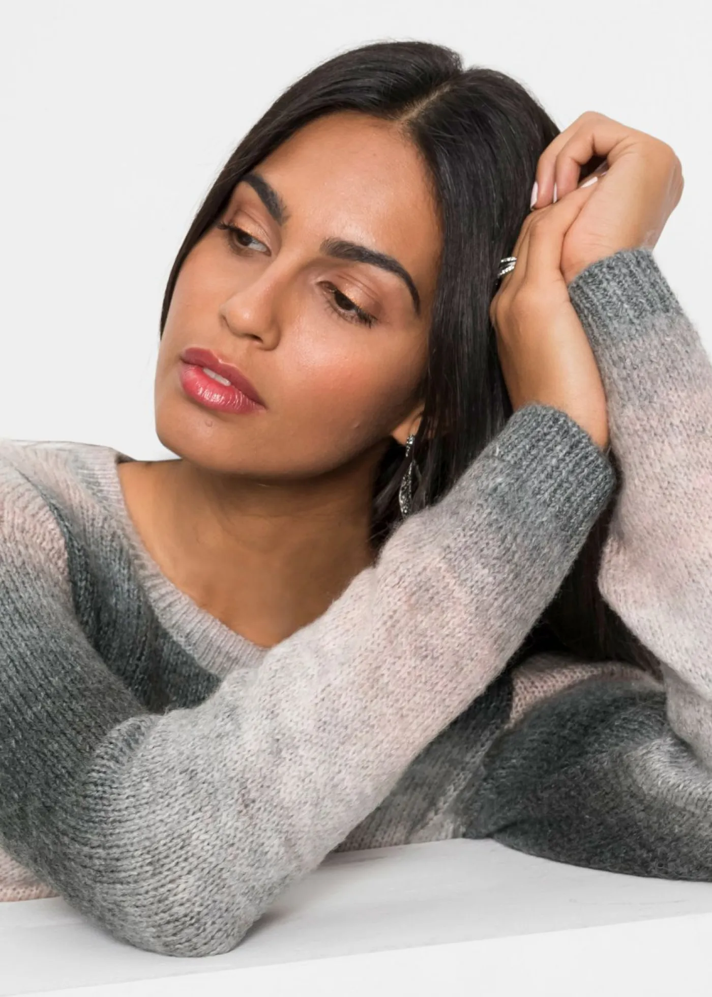 bonprix BODYFLIRT Jerséis|Ropa De Punto>Jersey con degradado de color rosa pálido / pizarra