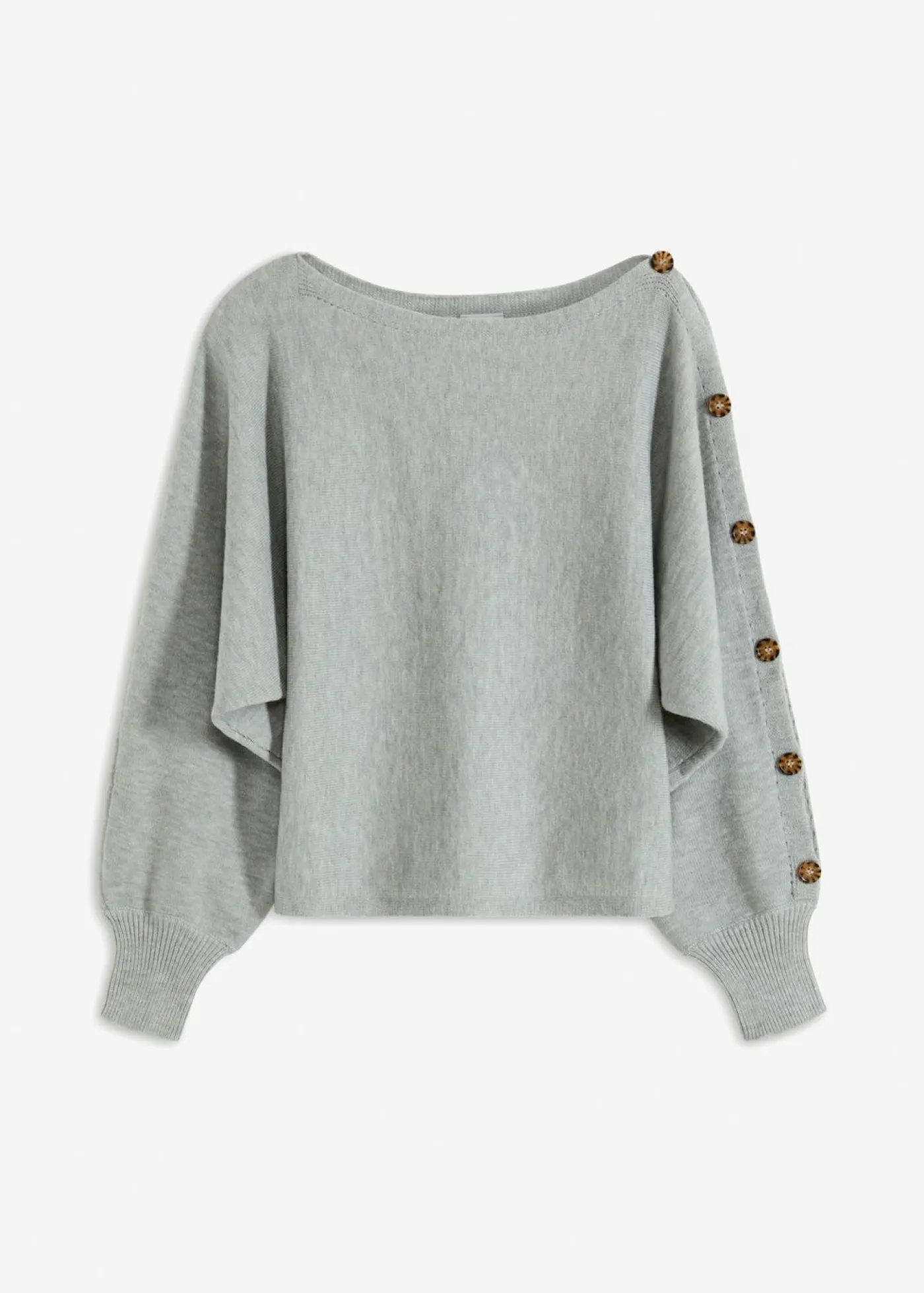 bonprix bonprix Jerséis|Ropa De Punto>Jersey con detalles de botón Gris claro jaspeado