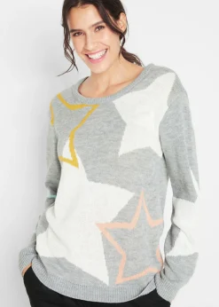 bonprix bonprix Jerséis|Ropa De Punto>Jersey con estrellas Gris claro moteado