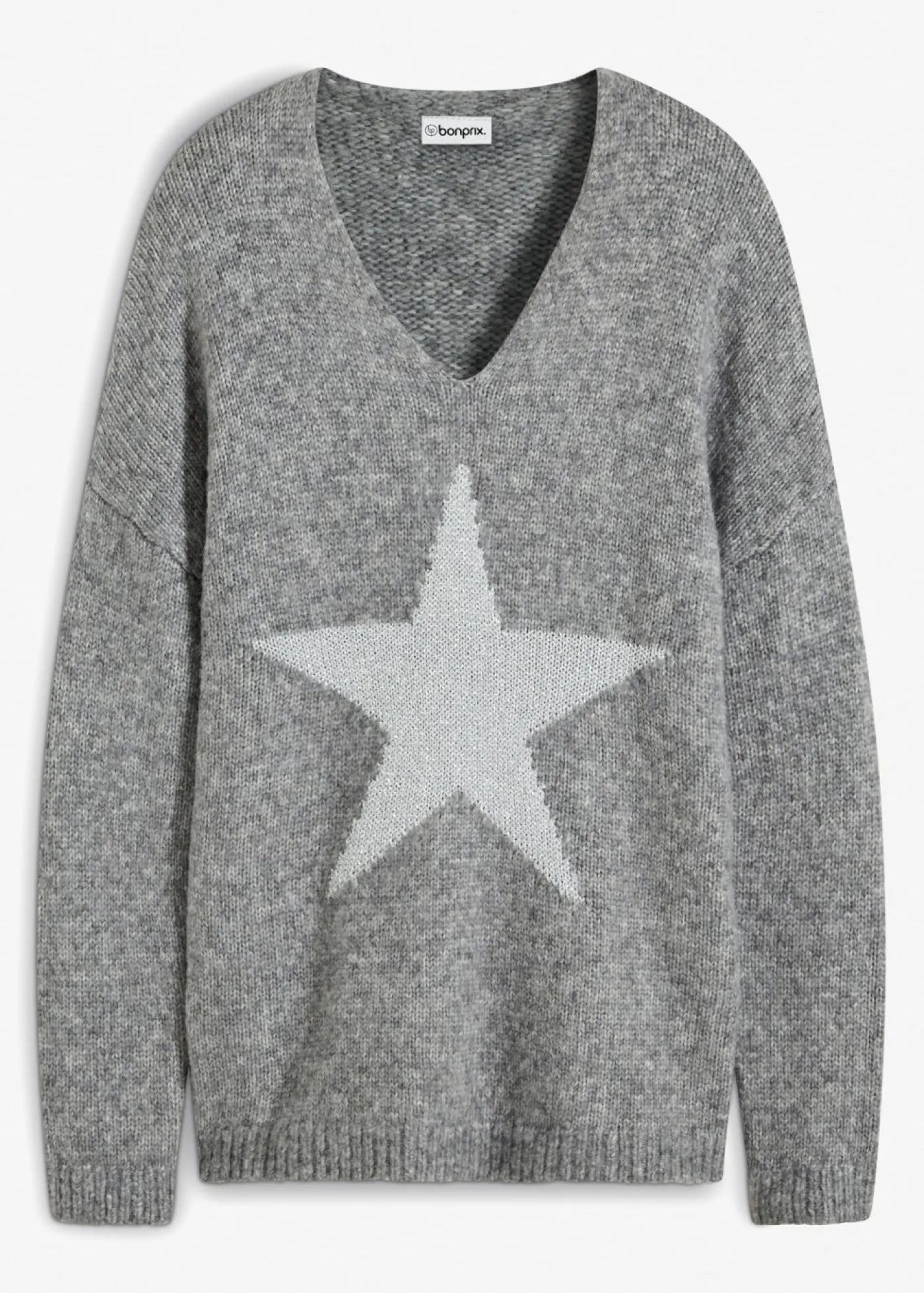 bonprix bonprix Jerséis|Ropa De Punto>Jersey con estrellas Gris jaspeado