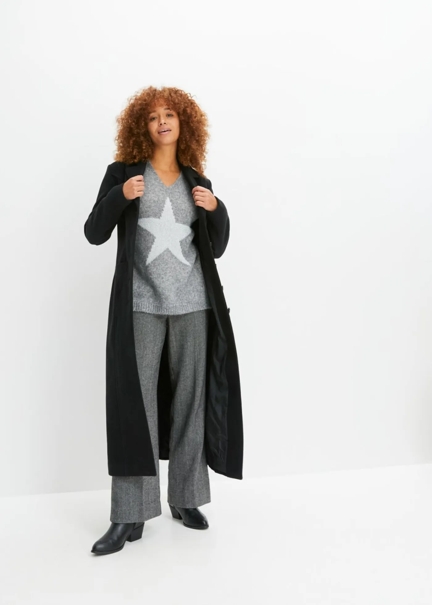 bonprix bonprix Jerséis|Ropa De Punto>Jersey con estrellas Gris jaspeado