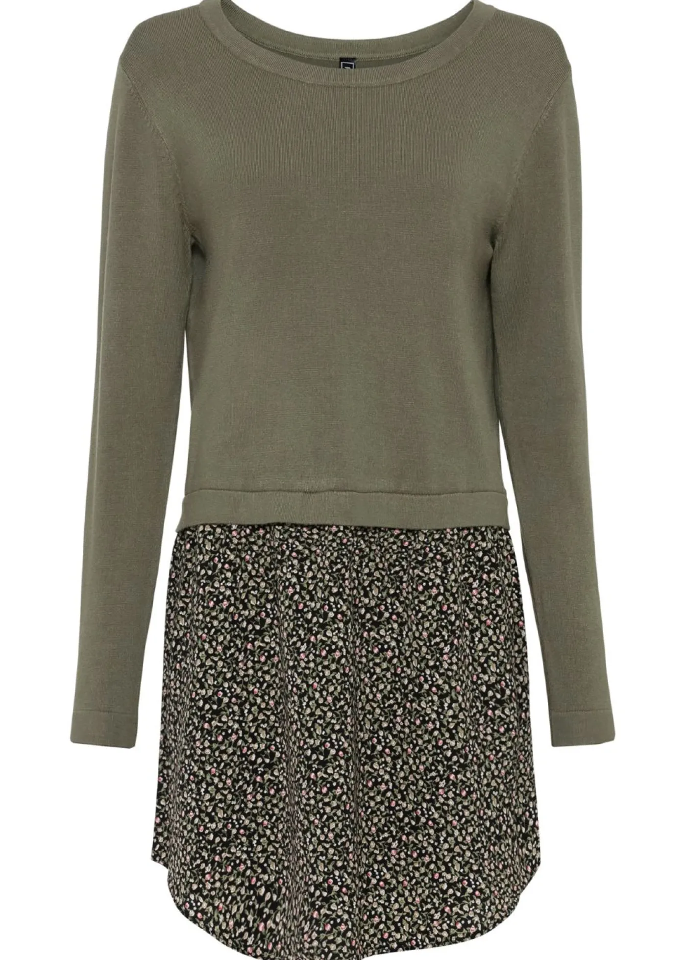 bonprix bonprix Jerséis|Ropa De Punto>Jersey con falda verde oliva con flores