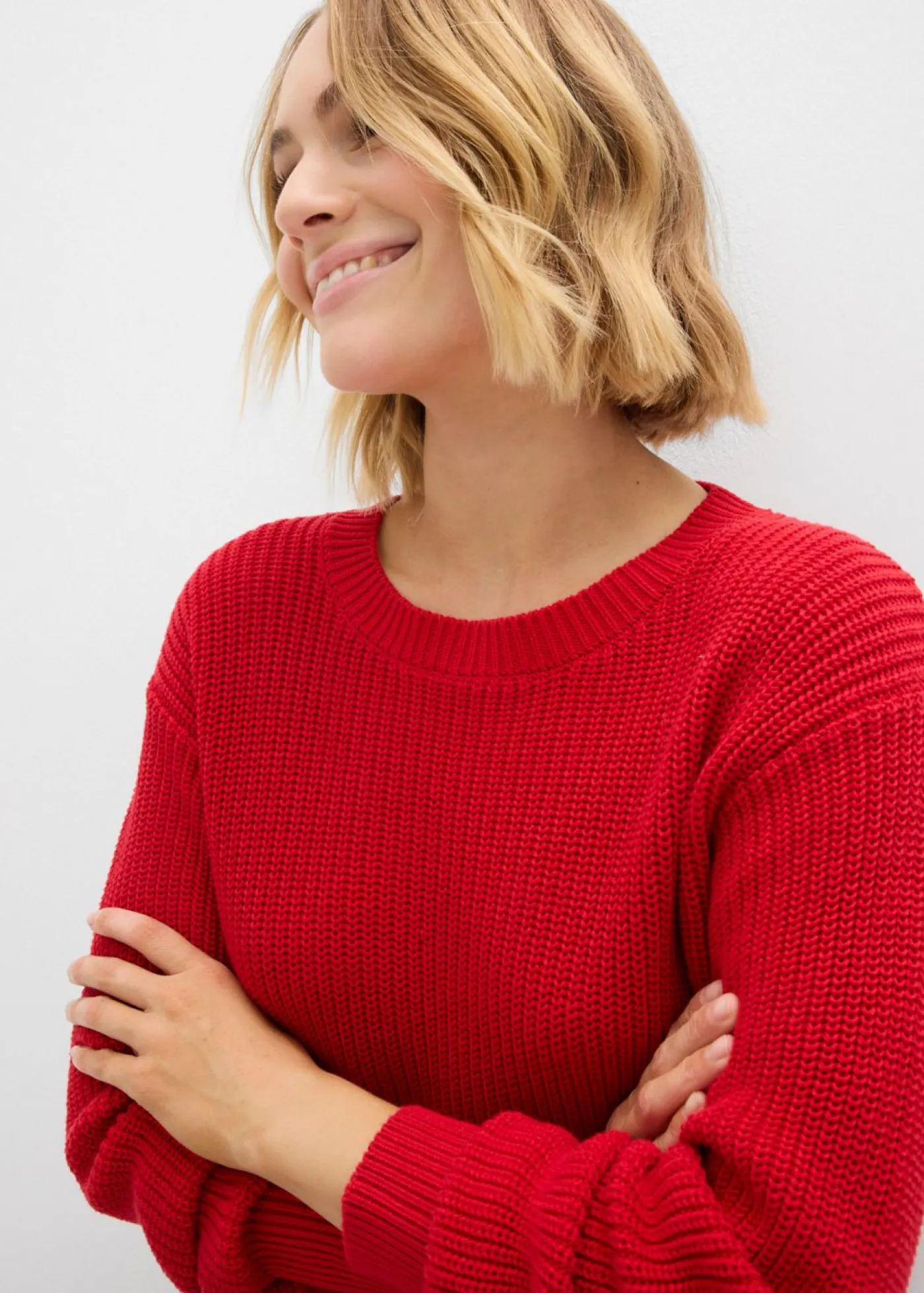 bonprix bonprix Jerséis|Ropa De Punto>Jersey con inserto de blusa rojo lava-blanco-gris sombra