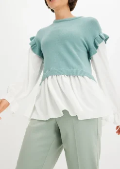 Mujer bonprix bonprix Jersey con inserto de blusa