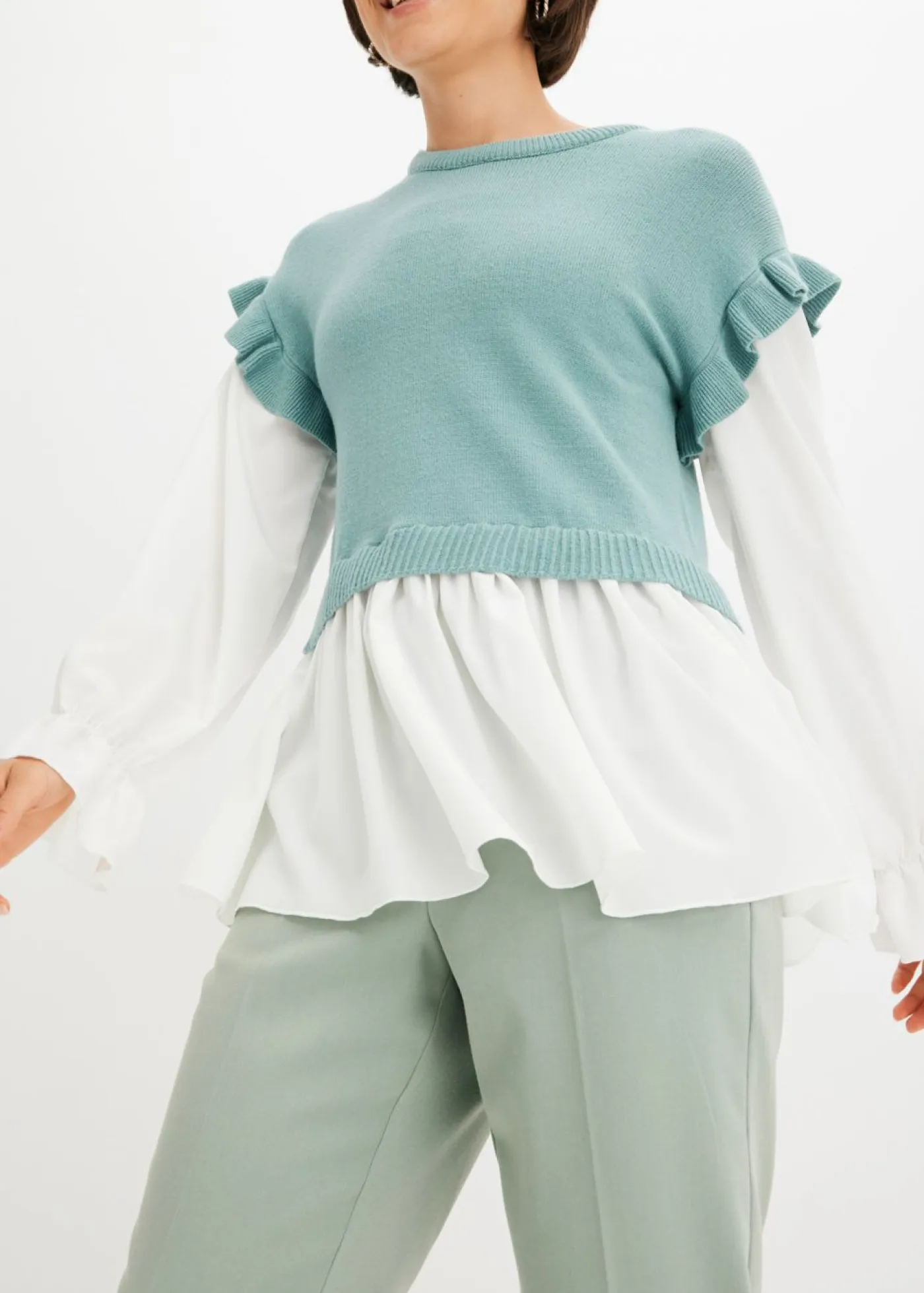 Mujer bonprix bonprix Jersey con inserto de blusa