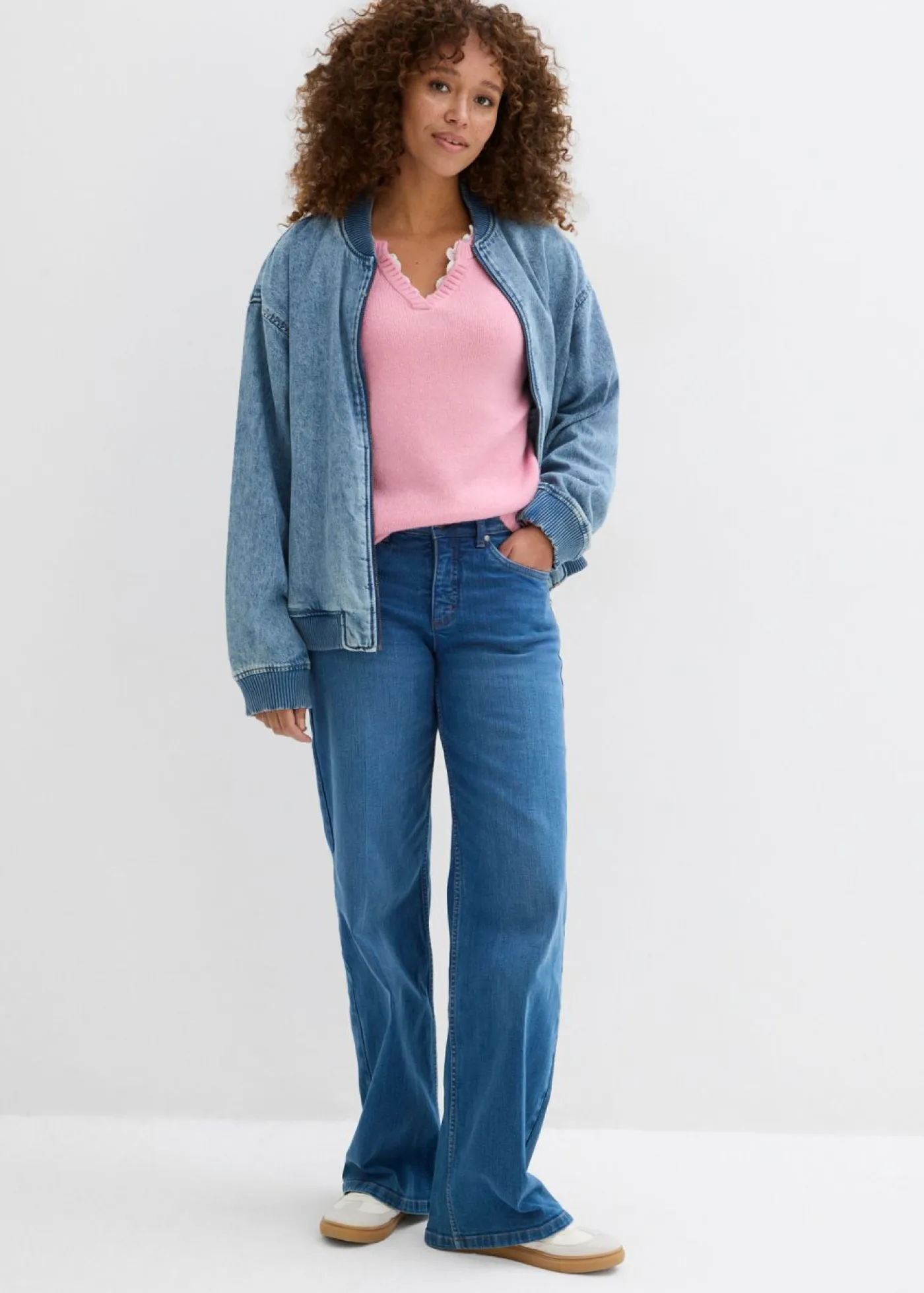 Mujer bonprix bonprix Jersey con inserto de encaje